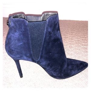 Suede Navy Booties - Stuart Weitzman